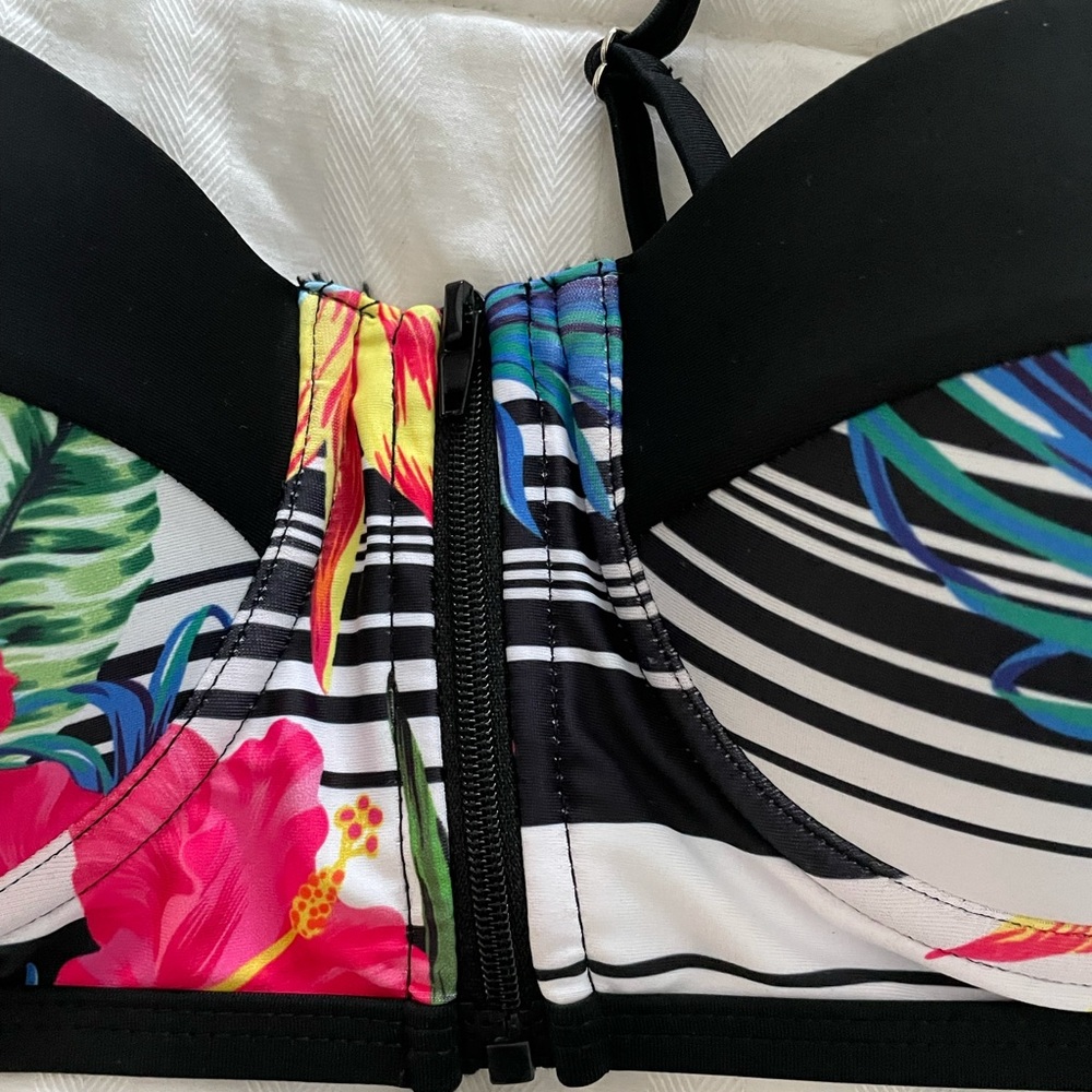 Fashion Nova zip up high waisted bikini